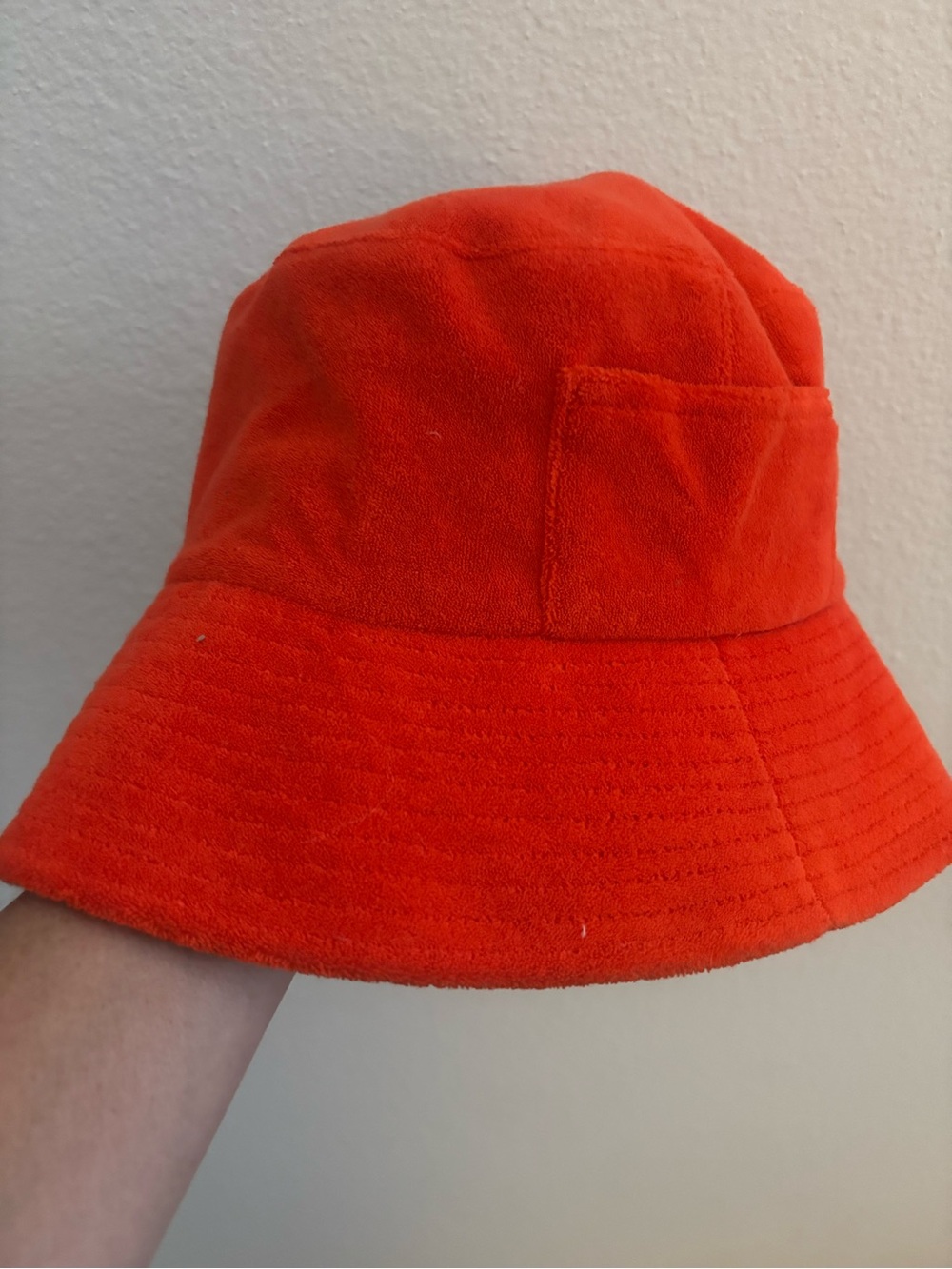 Lack Of Color Bright Red/Orange Bucket Hat With Pocket